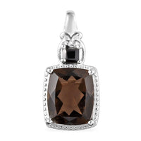Brazilian Smoky Quartz and Thai Black Spinel Pendant in Sterling Silver 2.75 ctw