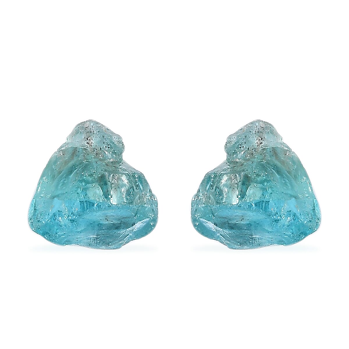 Green Apatite Solitaire Stud Earrings in Sterling Silver 8.35 ctw