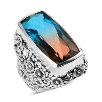 Aqua Terra Costa Quartz (Triplet) Solitaire Ring in Sterling Silver 19.35 ctw