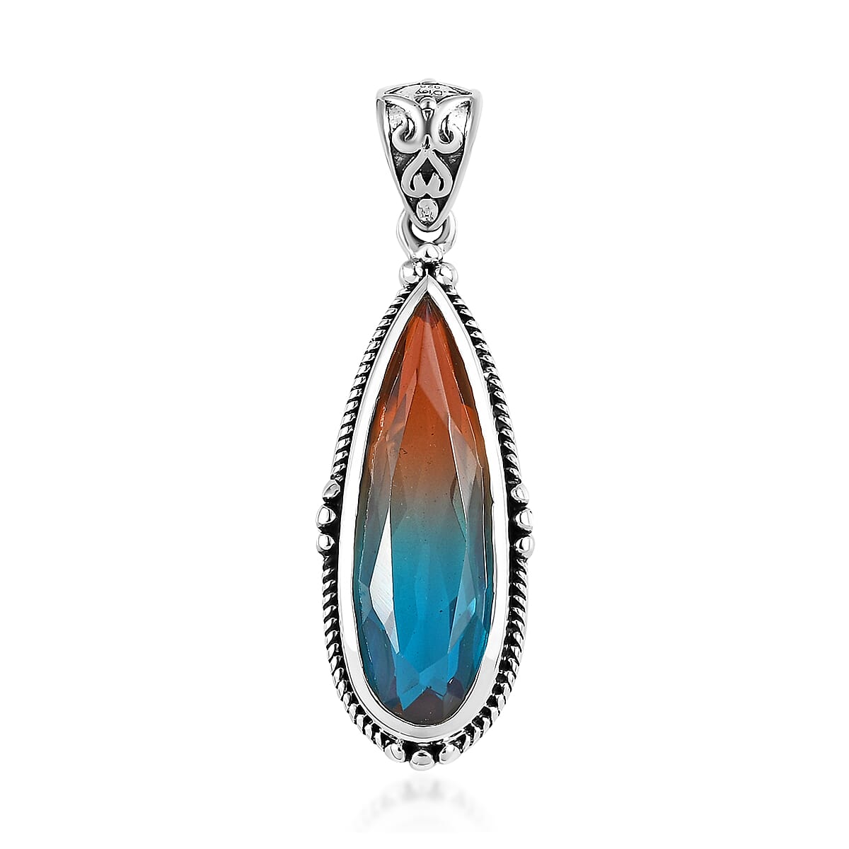 Artisan Crafted Aqua Terra Costa Quartz (Triplet) Solitaire Pendant in Sterling Silver 7.25 ctw
