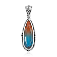 Artisan Crafted Aqua Terra Costa Quartz (Triplet) Solitaire Pendant in Sterling Silver 7.25 ctw