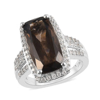 Columbianite and Natural White Zircon Ring in Platinum Over Sterling Silver 5.15 ctw