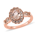 Marropino Morganite, White Zircon Halo Ring in Vermeil RG Over Sterling Silver (Size 10.0) 1.00 ctw - Sticky add to cart bar