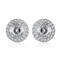 LUXORO 10K White Gold 120 Facets Moissanite Stud Earrings 2.00 ctw