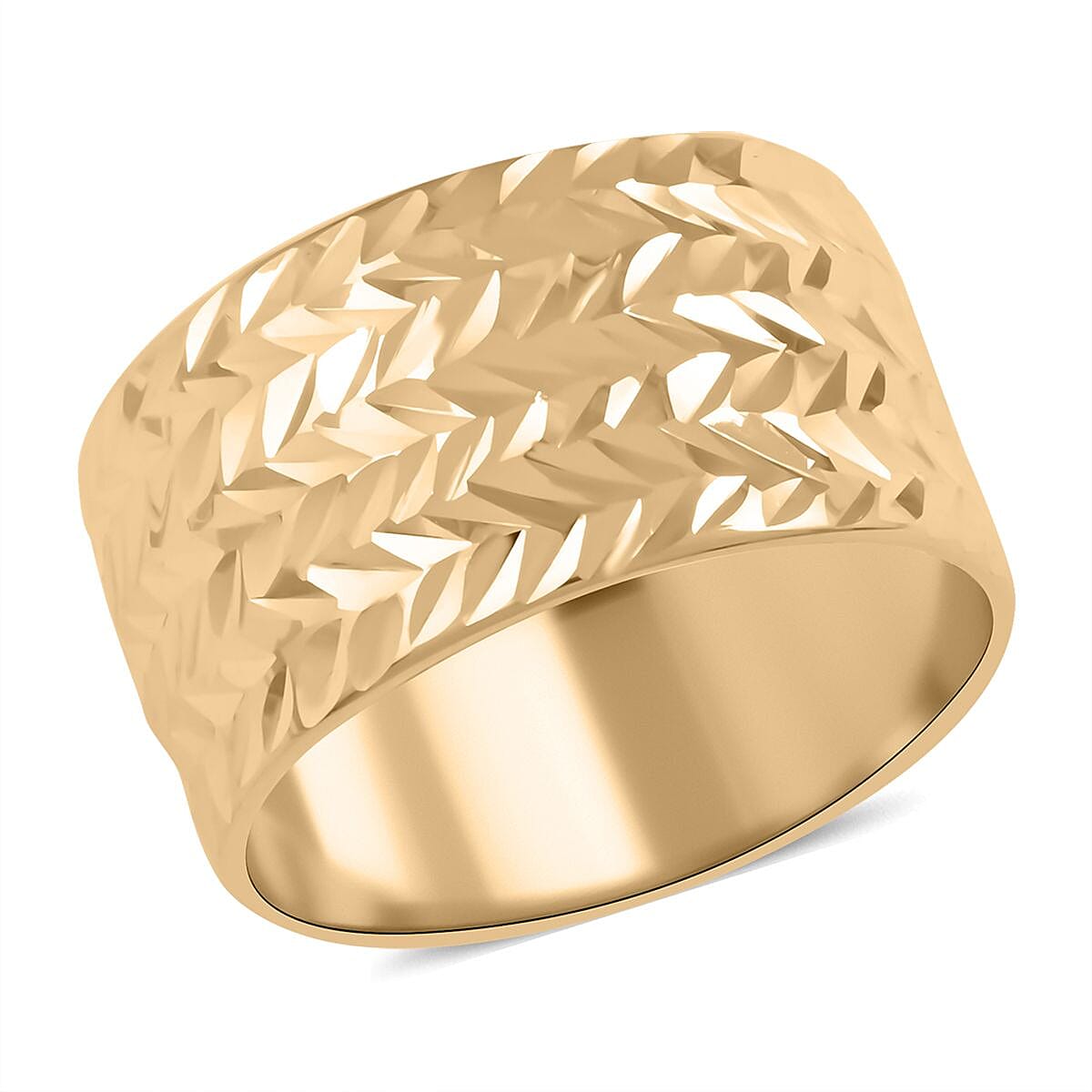 Foglie Oro Italian 10K Yellow Gold Diamond- Cut Leaves Ring 1.40 Grams