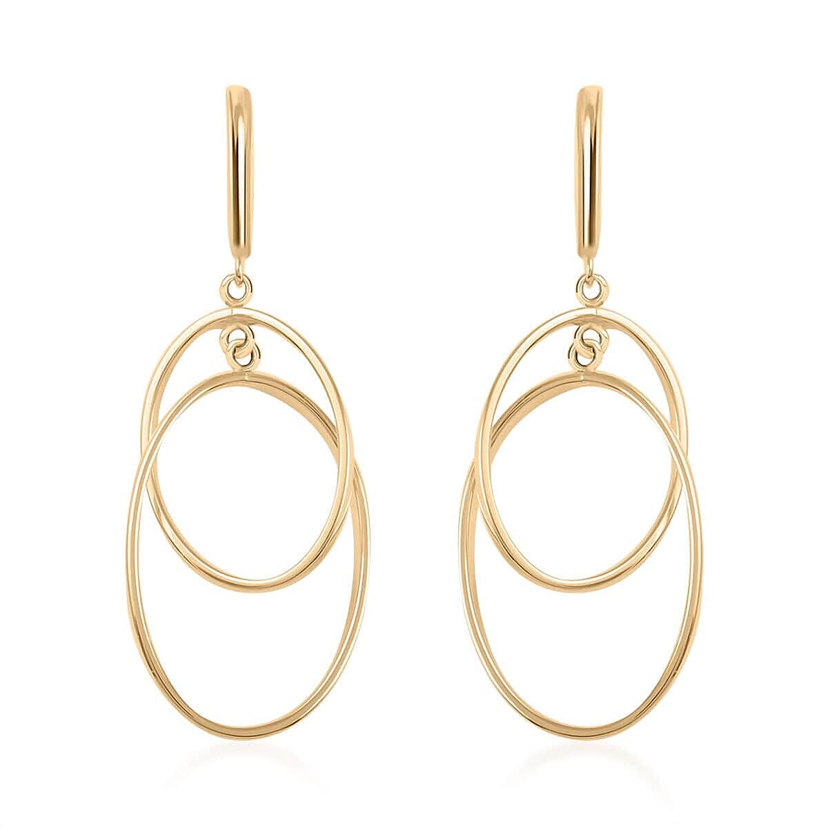 Girotondo Italian 10K Yellow Gold Double Oval Drop Earrings 2.25 Grams