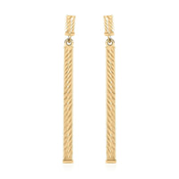Italian 10K Yellow Gold Diamond-Cut Bar Earrings 1.85 Grams
