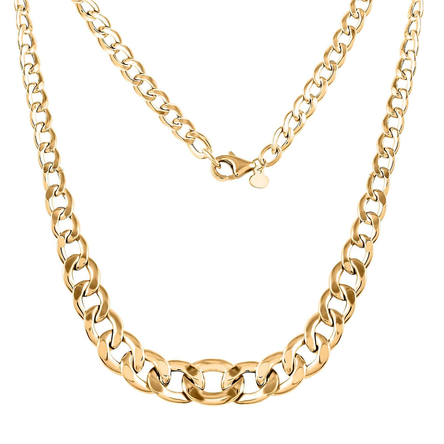 Melodia Italian 14K Yellow Gold Graduated Mirror Curb Necklace 18 Inches 5.85 Grams