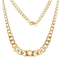 Melodia Italian 14K Yellow Gold Graduated Mirror Curb Necklace 18 Inches 5.85 Grams