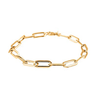 Pyramid Paperclip Italian 14K Yellow Gold Bracelet (7.50 In) 1.75 Grams