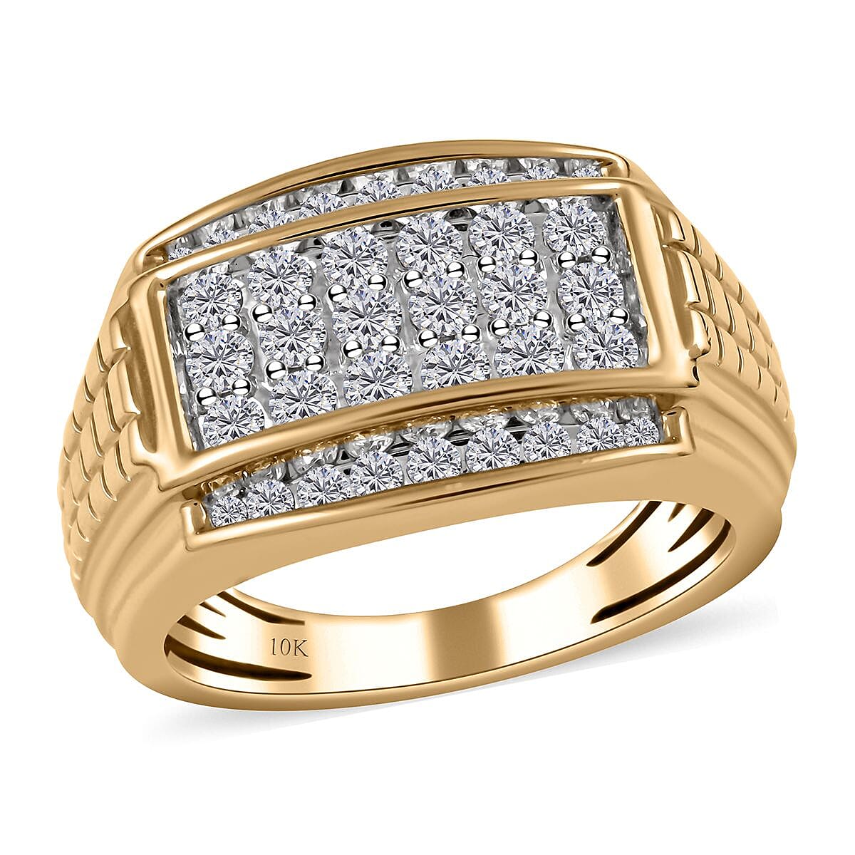10K Yellow Gold G-H I2 Diamond Ring (Size 9.0) 9.80 Grams 1.00 ctw