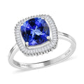 RHAPSODY 950 Platinum AAAA Tanzanite and Diamond E-F VS2 Halo Ring (Size 7.0) 5.40 Grams 2.90 ctw - Sticky add to cart bar