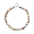 Multi Color Ceramic and Black Glass Beaded Necklace 21.5-23.5 Inches in Silvertone - Sticky add to cart bar