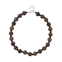 Multi Color Ceramic and Black Glass Beaded Necklace 21.5-23.5 Inches in Silvertone
