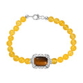 Tiger's Eye and Yellow Quartzite Bracelet in Sterling Silver (7.25 In) 48.60 ctw - Sticky add to cart bar