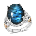 KARIS Malagasy Labradorite Solitaire Ring in 18K YG Plated and Platinum Bond (Size 10.0) 10.25 ctw - Sticky add to cart bar