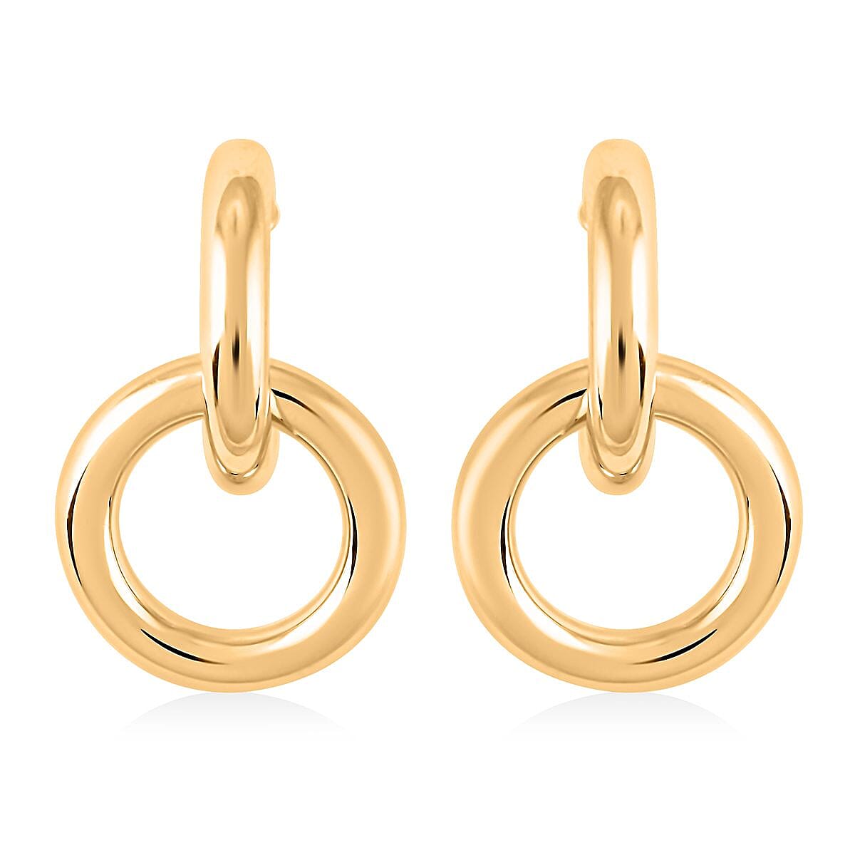 Orecchini Lucidi Italian 10K Yellow Gold Double Circle Hoop Earrings 2.20 Grams
