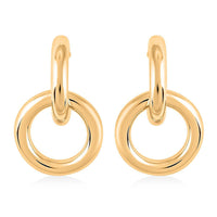 Orecchini Lucidi Italian 10K Yellow Gold Double Circle Hoop Earrings 2.20 Grams