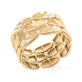 Anello Panther Con Taglio Diamante E Alta Lucidatura Italian 10K Yellow Gold 3-Lined Petal Ring 3.35 Grams - Sticky add to cart bar