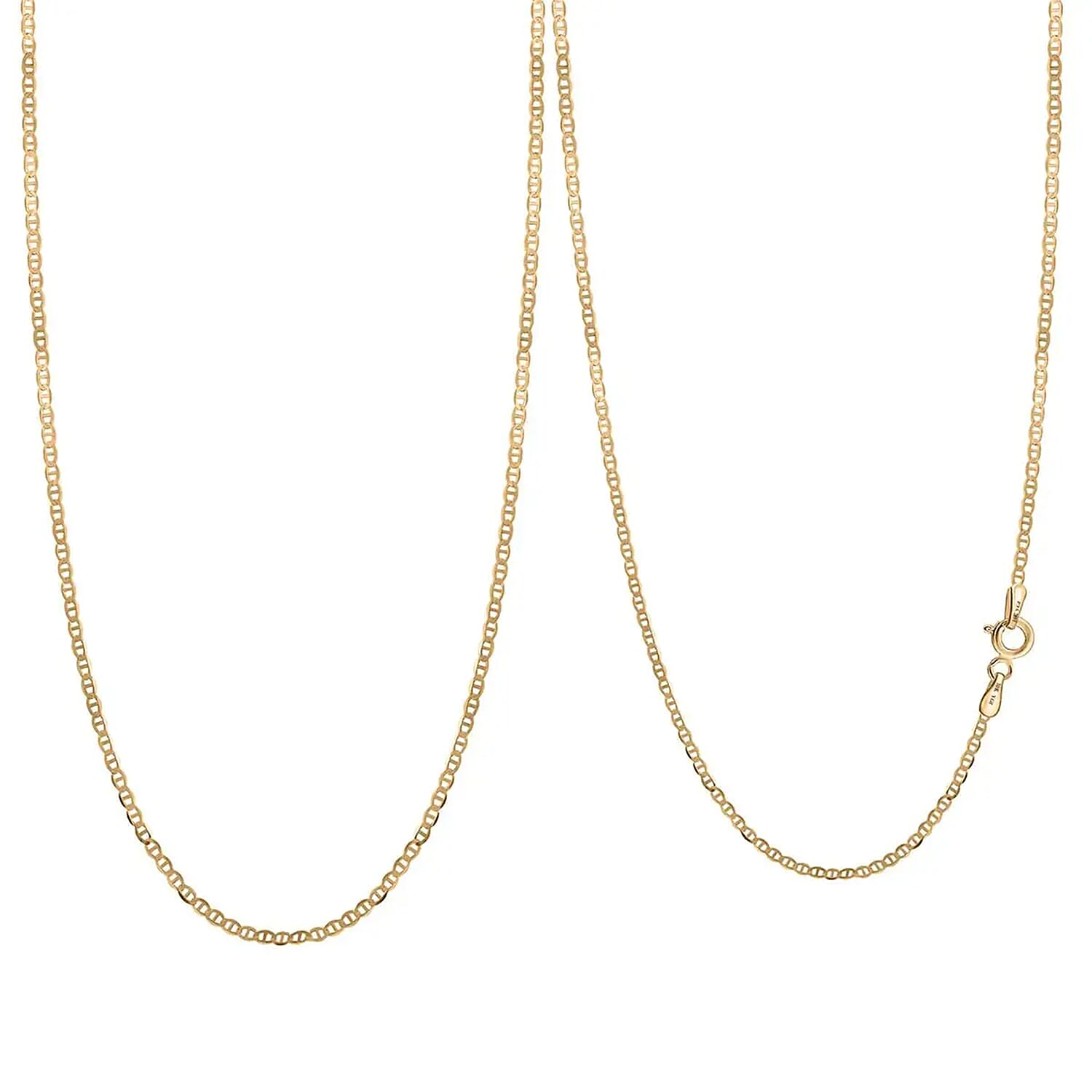 Italian 10K Yellow Gold Mariner Chain Necklace, Gold Chain Necklace, Gold Mariner Necklace, 24 Inch Necklace, Gold Jewelry For Her 1.30 Grams