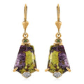 Tasmanian Stichtite and Multi Gemstone Lever Back Earrings in Vermeil YG Over Sterling Silver 12.85 ctw - Sticky add to cart bar