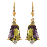 Tasmanian Stichtite and Multi Gemstone Lever Back Earrings in Vermeil YG Over Sterling Silver 12.85 ctw
