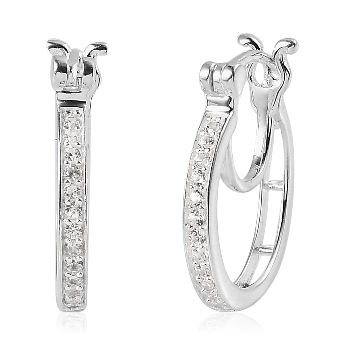 White Zircon Hoop Earrings in Sterling Silver 0.35 ctw