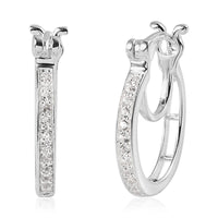 White Zircon Hoop Earrings in Sterling Silver 0.35 ctw