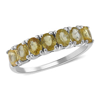 Yellow Sapphire 7 Stone Ring in Platinum Over Sterling Silver (Size 10.0) 1.60 ctw