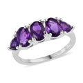 Amethyst 5 Stone Ring in Sterling Silver (Size 10.0) 1.60 ctw - Sticky add to cart bar