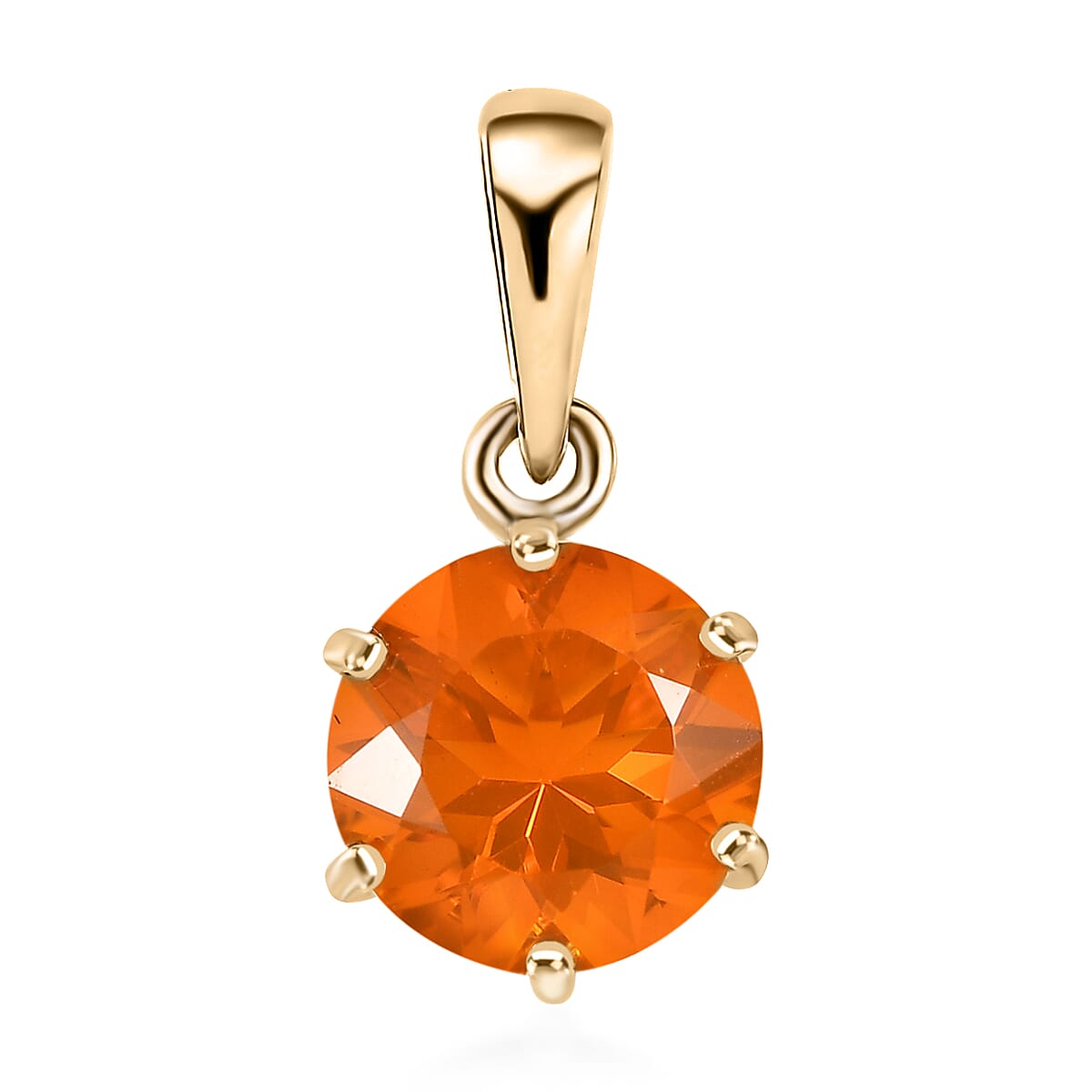 Luxoro 10K Yellow Gold AAA Brazilian Fire Opal Solitaire Pendant without Chain 0.85 ctw
