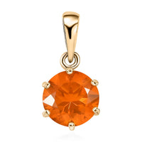 Luxoro 10K Yellow Gold AAA Brazilian Fire Opal Solitaire Pendant without Chain 0.85 ctw