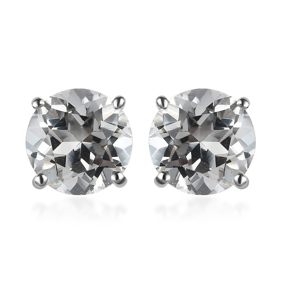 White Topaz Stud Earrings in Platinum Over Sterling Silver 11.00 ctw