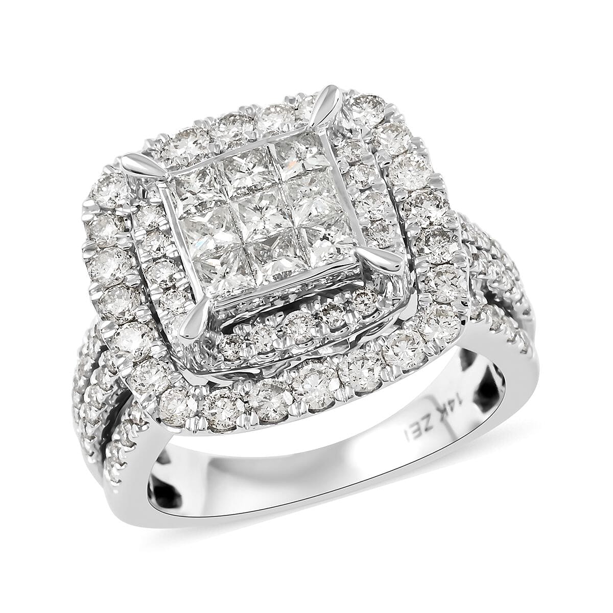14K White Gold Diamond (G, SI2) Ring (7.10 g) 2.00 ctw