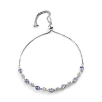 Ceylon Blue Sapphire and Zircon Bolo Bracelet in Platinum Over Sterling Silver 2.35 ctw