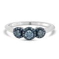 Venice Blue Diamond I1-I2 Trilogy Ring in Rhodium and Platinum Over Sterling Silver 0.50 ctw - Sticky add to cart bar