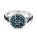 Venice Blue Diamond and Diamond I1-I2 Cocktail Ring in Platinum Over Sterling Silver 1.00 ctw - Sticky add to cart bar