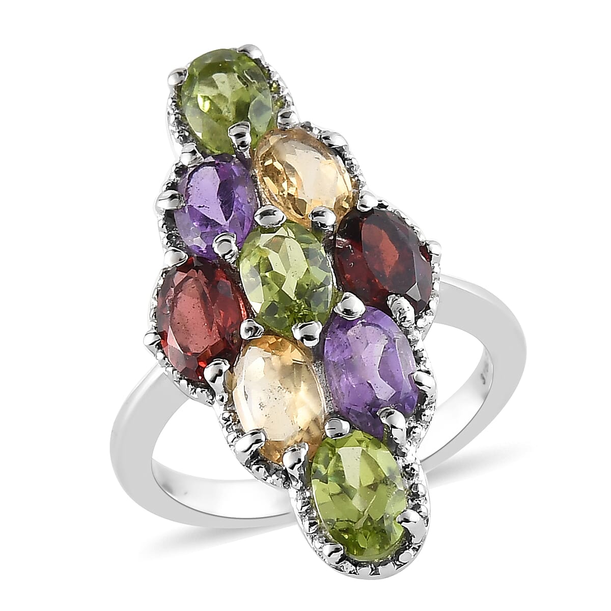 Multi Gemstone Ring in Stainless Steel 4.75 ctw (1)