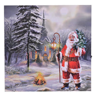 HOMESMART Multi Color Canvas 6-LED Lovely Puppies and Christmas Tree Painting (9.84"x0.019"x9.84") (2xAA Battery Not Included)