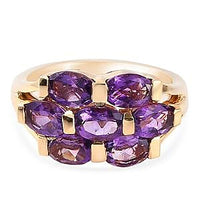 Moroccan Amethyst 2.81 ctw Cluster Ring in 14K Yellow Gold Over Sterling Silver (Size 8)