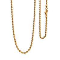 22K Yellow Gold 3.5mm Rope Necklace 22 Inches 5.40 Grams