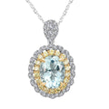 Mangoro Aquamarine, Natural Yellow and White Diamond 2.10 ctw Necklace in 14K White and Yellow Gold 18 Inches - Sticky add to cart bar