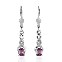 Narsipatnam Purple Spinel and White Zircon Lever Back Earrings in Platinum Over Sterling Silver 1.00 ctw