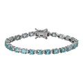 TLV Asscher Cut Madagascar Paraiba Apatite, Moissanite Tennis Bracelet in Platinum Over Sterling Silver (8.00 In) 11.60 ctw - Sticky add to cart bar