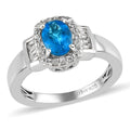 Malgache Neon Apatite, Natural White Zircon Ring in Platinum Over Sterling Silver (Size 10.0) 1.20 ctw - Sticky add to cart bar