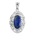 Lapis Lazuli Solitaire Pendant in Platinum Over Copper with Magnet 9.90 ctw - Sticky add to cart bar