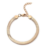 Herringbone Chain Bracelet in ION Plated Rose Gold Stainless Steel (7.5-9.0In)