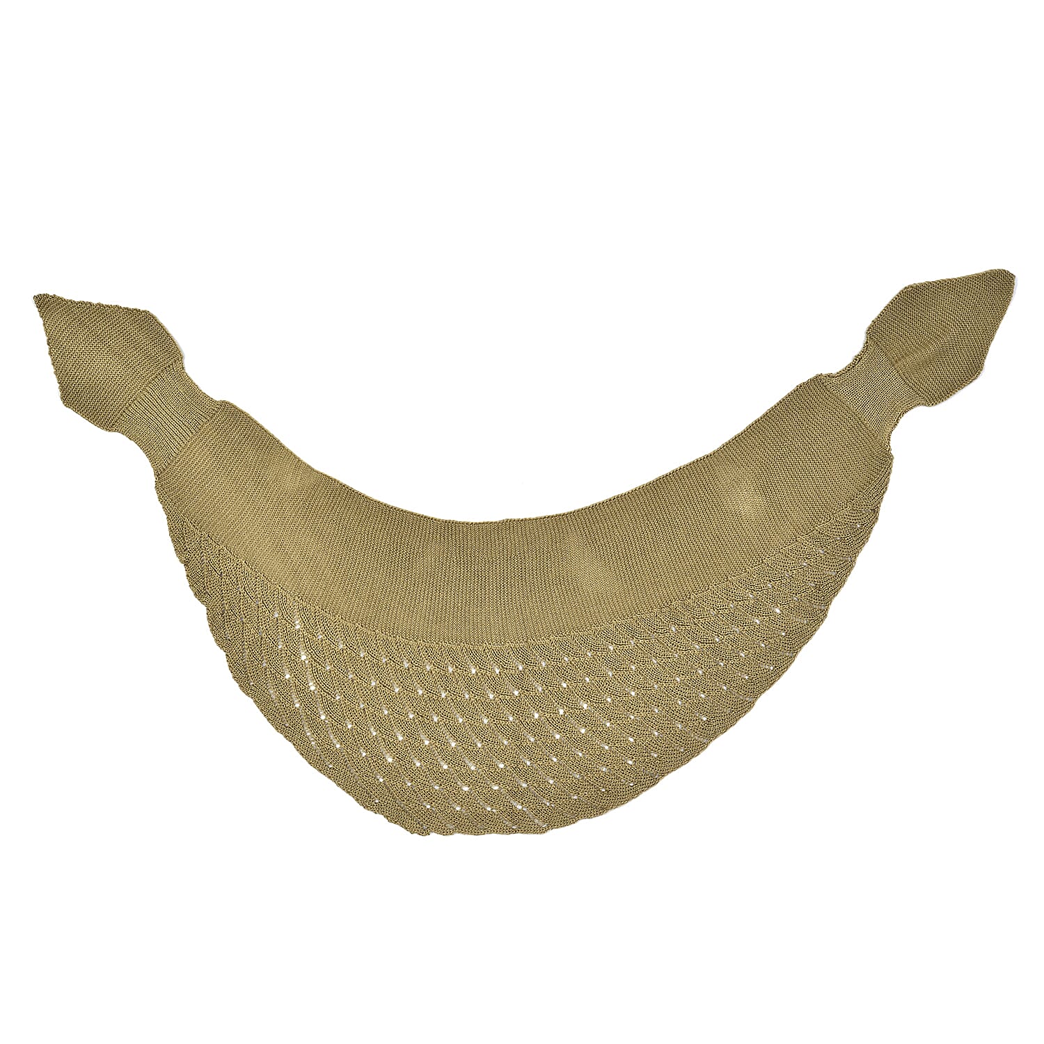 Beige Faux Wool Knitted Poncho with Keyhole (14"x43", Polyester)