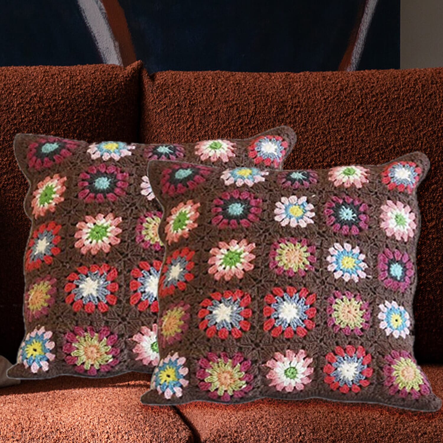 Home Innovations Set of Multi Color 100% Cottone Cushion Cover with Zipper (18"x18")