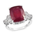 Niassa Ruby and Zircon Ring in Platinum Over Sterling Silver 8.90 ctw - Sticky add to cart bar
